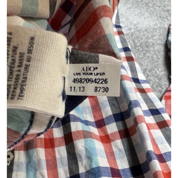 American Eagle AEO Prep Fit Button Down Long Sleeve Shirt Mens XXL Plaid - Picture 5 of 16